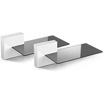 Soporte de pared Meliconi Ghost Cube para Soundbar Blanco con sistema de gestión de cables y estante de vidrio