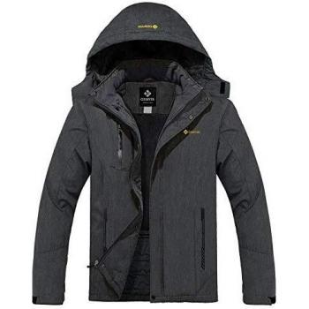 GEMYSE Chaqueta de Esquí Impermeable de Montaña para Hombre Abrigo de Invierno de Lana Antiviento con Capucha