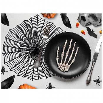 Salva Mantel Telaraña Negra de PVC 38 cm - Fiestas Guirca, Contiene 1 Unidad