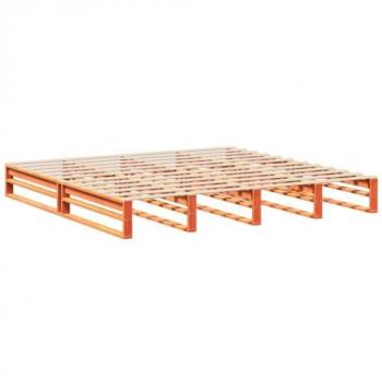 Cama sin colchón de cera marrón 200x200 cm en madera de pino, Estructura de cama madera maciza pino marrón cera 120x200 cm, Cama sin colchón madera maciza de