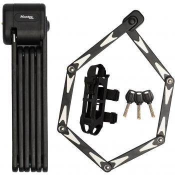 Master Lock - Candado plegable para bicicleta certificado, barras en acero endurecido, 3 llaves, portador y soporte de montaje incluidos, 95 cm