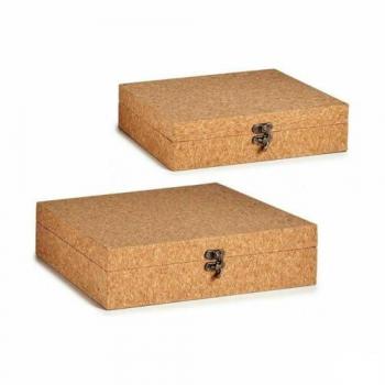 Juego de Cajas Decorativas Marrón Corcho Madera MDF (6 Unidades) - Aire de Originalidad