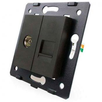 LEDBOX Mecanismo de empotrar TV + Teléfono RJ11, negro