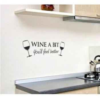 Adhesivo Cita Pared Vinilo WINE A BIT KITCHEN Por Cols RU - 1