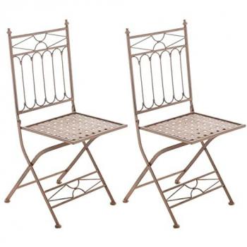 CLP Set de 2 Sillas Plegables para Exterior en Metal Marrón Antiguo con Función Plegable, Diseño Rústico e Impermeable