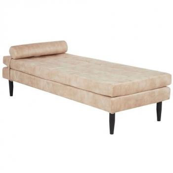 Chaise Longue de Terciopelo Beige Ussel con Cojines y Estructura de Metal, Diseño Moderno para Sala de Estar o Dormitorio