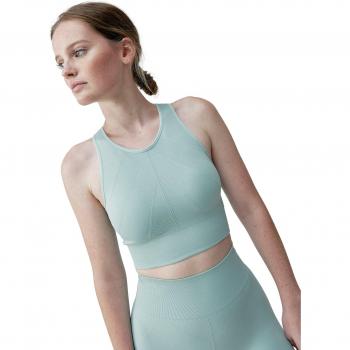 Top Deportivo Seamless Keila de Mujer con Soporte Medio-Alto en Verde Jade y Gris