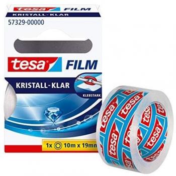 Cinta adhesiva transparente Tesa Tesafilm® Kristall-Klar 10 m x 19 mm, alta adherencia, resistente a la edad