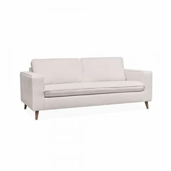 Canapé cama 3 plazas marfil con colchón de 12cm, fabricado en Francia