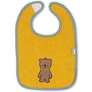 Babero de velcro Ben amarillo con diseño suave y absorbente