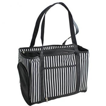 Yatek Bolso transportin para Perros y Gatos Malla Protectora Interior y Apertura Lateral de Color Blanco y Negro