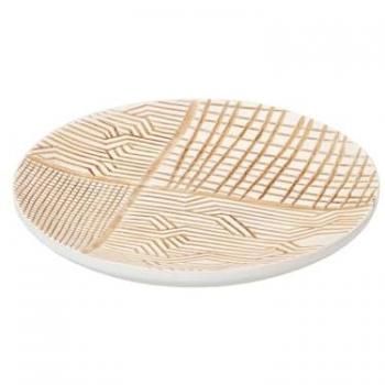 Centro Decorativo de Resina Blanco y Marrón 19x19x3 cm - Espejo Elegante para el Hogar
