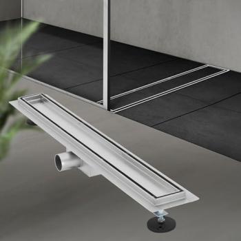 Canal de Ducha 70cm 2en1 Extraplano Acero Inoxidable Fijación al Suelo Autolimpiante con Sifón y Colador para Baño LuxeBath