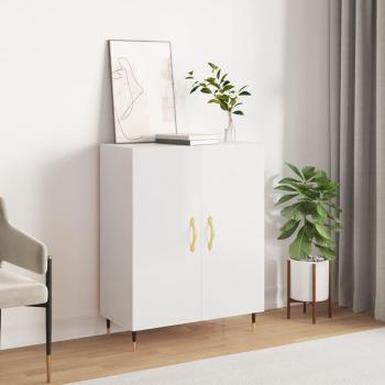 Aparador de madera de ingeniería y contrachapada blanco brillante 69,5x34x90 cm, mueble de almacenaje para salón, buffet, armario auxiliar y armario de almacenamiento