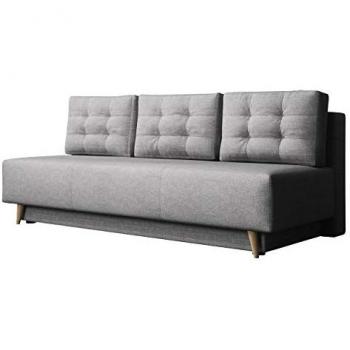Sofá-cama Columbus 140 con Caja de Ropa de Cama, Gris Claro, 200x90x87cm