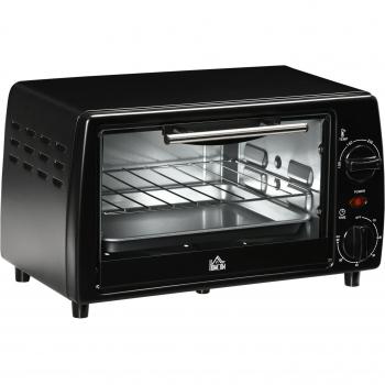 Homcom Horno Eléctrico de Sobremesa 10L 750W con Temperatura Ajustable hasta 230℃ y Temporizador Negro 36,5x26x22 cm
