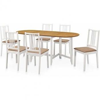 vidaXL Juego de muebles de comedor 7 piezas MDF blanco