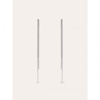 Pendientes Largos en Latón con Acabado en Baño de Rodio