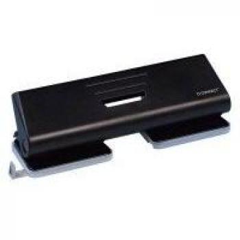 Q-Connect Perforadora doble con carril de tope, 16 hojas, color negro