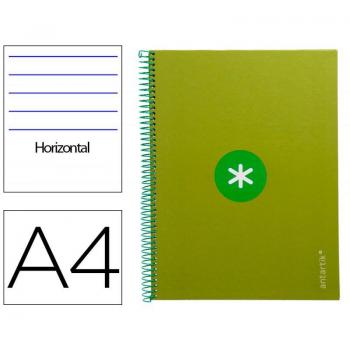Cuaderno espiral Antartik A4 con tapa dura y banda de color verde