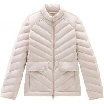 Woolrich Women's Chevron Quilted Short Jacket in Beige | Size Small