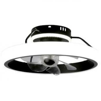 Ventilador de Techo Plafón LED Dinirot Negro 50W 4800Lm CCT Regulable con 6 Aspas Transparentes