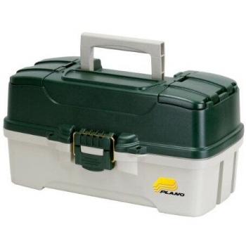 Plano 620306 3-Tray Tackle Box with Dual Top Access - Dark Green Metallic/Off White