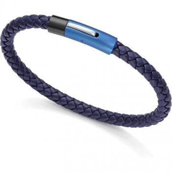 Pulsera de hombre Viceroy Magnum de piel azul trenzada con motivo bicolor de acero e Ip azul y Pulsera Hombre Viceroy 75347P01013 en Plata de ley 925