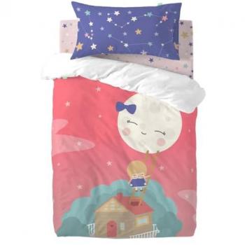 Juego de Funda Nórdica Multicolor Moon Dream para Cuna de Bebé 2 Piezas (115x145 cm)