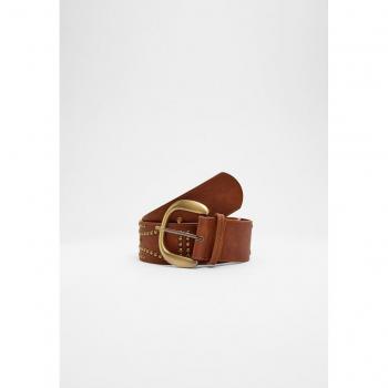 Brown Wide Studded Belt 26