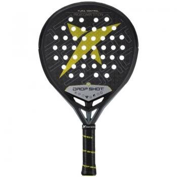 Pala de Pádel Drop Shot Furia Control - DP304011, características: forma redonda, balance bajo, núcleo de goma EVA, superficie de fibra de vidrio, peso entre 360-375 gramos, ideal para jugadores que buscan control y