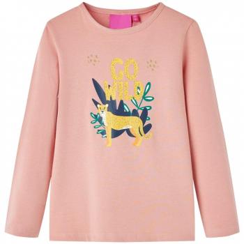 Camiseta de Niño de Manga Larga Estampado Animal Jersey Ropa con Cuello Redondo Rosa Claro 128