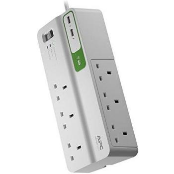 Protector de Sobretensión APC Essential SurgeArrest 6 Salidas AC con Cargador USB de 5V y 2.4A, 230V Reino Unido