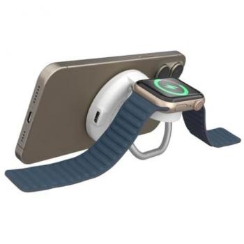 Soporte Magnético de Carga Inalámbrica 2 en 1 Targus Hyperjuice Qi2 Blanco con Carga Rápida (15W) para Dispositivos Móviles, Auriculares y Smartwatches