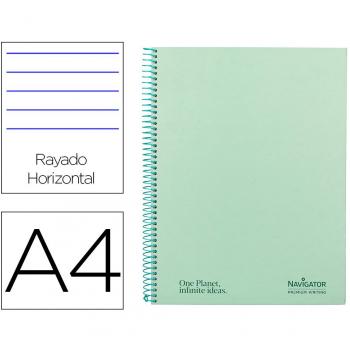 Cuaderno espiral Navigator A4 micro tapa forrada 120h 80gr horizontal 5 banda NA16