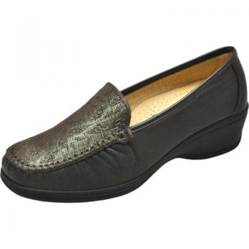 Zapatos Lumel para mujer, modelo mocasín muy ancho, color marrón, con plantilla extraíble y ligeros
