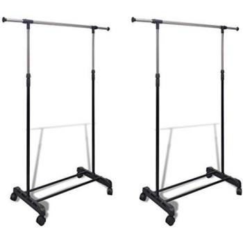 vidaXL 2X Burros Perchero Ajustable para Ropa Acero Inoxidable Plástico Negro