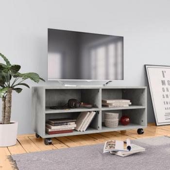 Mueble de TV con ruedas de hormigón gris en multicapa 90x35x35 cm