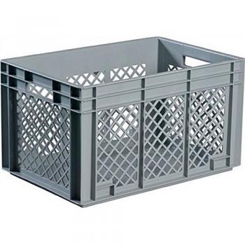LOCKWEILER Recipiente apilable de transporte 80 l PP gris Paredes laterales perforadas Mango calado