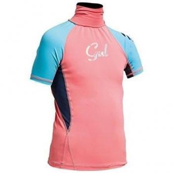 Gul Junior Flatlock Short Sleeve Rashguard 2017 - Coral/Turquoise JL