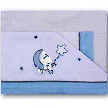 Pirulos 00313113 - Sábanas, diseño luna, 60 x 120 cm, color blanco y azul