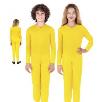 Disfraz de mono amarillo manga larga para niños con cremallera