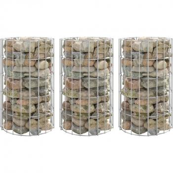 vidaXL Circular Gabion Raised Beds 3 pcs Galvanised Steel Ø30x50 cm