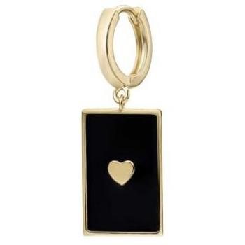 Pendiente Aro Corazón Negro de Plata 925 y Metal Libre de Níquel con Baño de Oro 18K - Diseño Carta