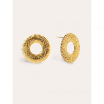 Pendientes Exclusivos Singularu Aura de Acero Bañado en Oro - Elegantes Pendientes Grandes en Acero con Baño de Oro de 18 Kt