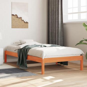 Sofá cama de madera maciza de pino marrón cera 80x200 cm