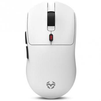 Krom Klever - Ratón Gaming Inalámbrico Ultraligero Blanco, 55 Gramos, Sensor óptico precisión Pixart PMW 3325, 6 Botones, 6 Niveles DPI hasta 100