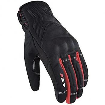 Guantes LS2 Jet II - Moto Seguridad Protección - Ajuste Personalizado - Impermeables - Negro Rojo - Talla S