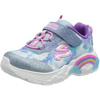 Zapatillas Skechers S Lights Rainbow Racer para Niña con Luces, Tipo Running Bajas, Azul/Rosa, Talla 33 EU