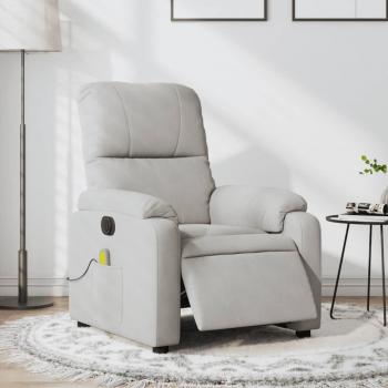Sillón reclinable de masaje eléctrico en tela de microfibra - Color Marrón, Gris claro y Gris oscuro - Sillón cómodo para dormitorio y sala de estar